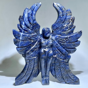 5.3''+ Natural sodalite angel skull,quartz crystal,hand carved,Crystal angel Skull,Home Decoration Crystal Gifts random 1pc
