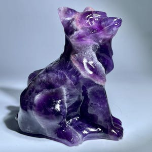 2.5&quot;Natural Dreamy amethyst fox quartz crystal skull,Crystal fox,Hand made skull,Crystal gifts,crystal healing crystal gifts 1x
