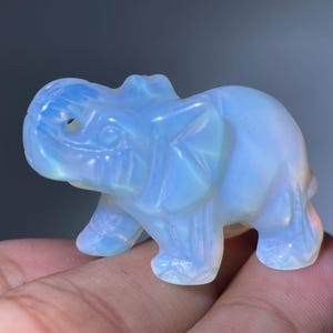 Opal Quartz Elephant Skull: Crystal Healing Gift, Handmade 2&quot;