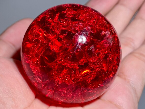 Red Crackle Glass Sphere: Aura Crystal Ball (50mm) - Etsy