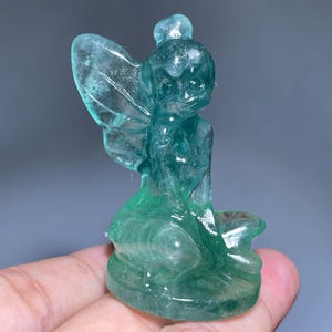 Fluorite Angel Quartz Crystal Skull: Handmade Healing Gift (2.5&quot;, 65x37x35mm)