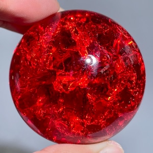 1.9&#39;&#39; Red Ball Aura Crackle glass Sphere,crystal Magical ball,Explode glass ball, Aura Crystal Glass Ball,crystal ball ,crystal gift/pc