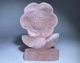 Handmade Crystal Sunflower: Natural Geode Stone Carving (2.6")