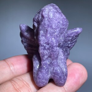 Lepidolite Angel Skull: Natural Quartz Crystal Carving, 1.7&quot;