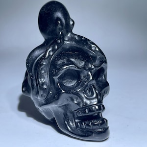 2.6&#39;&#39;+ Natural obsidian octopus skull,quartz crystal,hand carved,Crystal octopus Skull,Home Decoration Crystal Gifts random 1pc