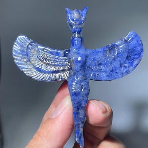 3"Natural sodalite quartz crystal angel skull,Crystal elf skull,Hand made skull,Crystal gifts,crystal healing crystal gifts 1x