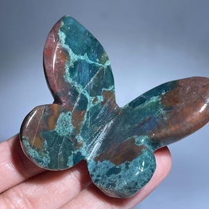 Ocean Jasper Butterfly Skull: Hand Carved Crystal Healing (2.3&quot; 20g