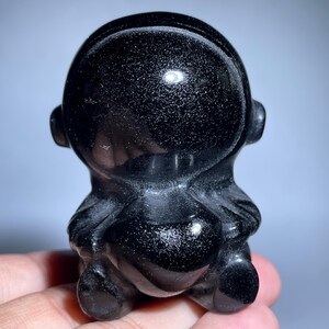 Obsidian Astronaut Skull: Handmade Crystal Spaceman (2.3&quot;)