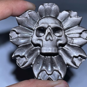 2.7''+Natural Silver obsidian Flower skull,quartz crystal,hand carved,Crystal Flower Skull,Home Decoration Crystal Gifts random 1pc
