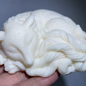 Handmade Quartz Crystal Fox Skull: Natural Ivory Carving (2.5&quot;)