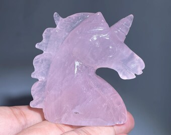 2.4&#39;&#39;+Natural Pink quartz unicorn skull,quartz crystal,hand carved,Crystal unicorn Skull,Home Decoration Crystal Gifts random 1pc