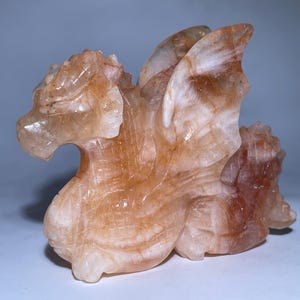 Yellow Gum Flower Quartz Fly Dragon Skull: Crystal Healing Gift