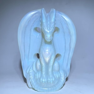 Opal Fly Dragon Quartz Crystal Skull: Handmade Healing Gift