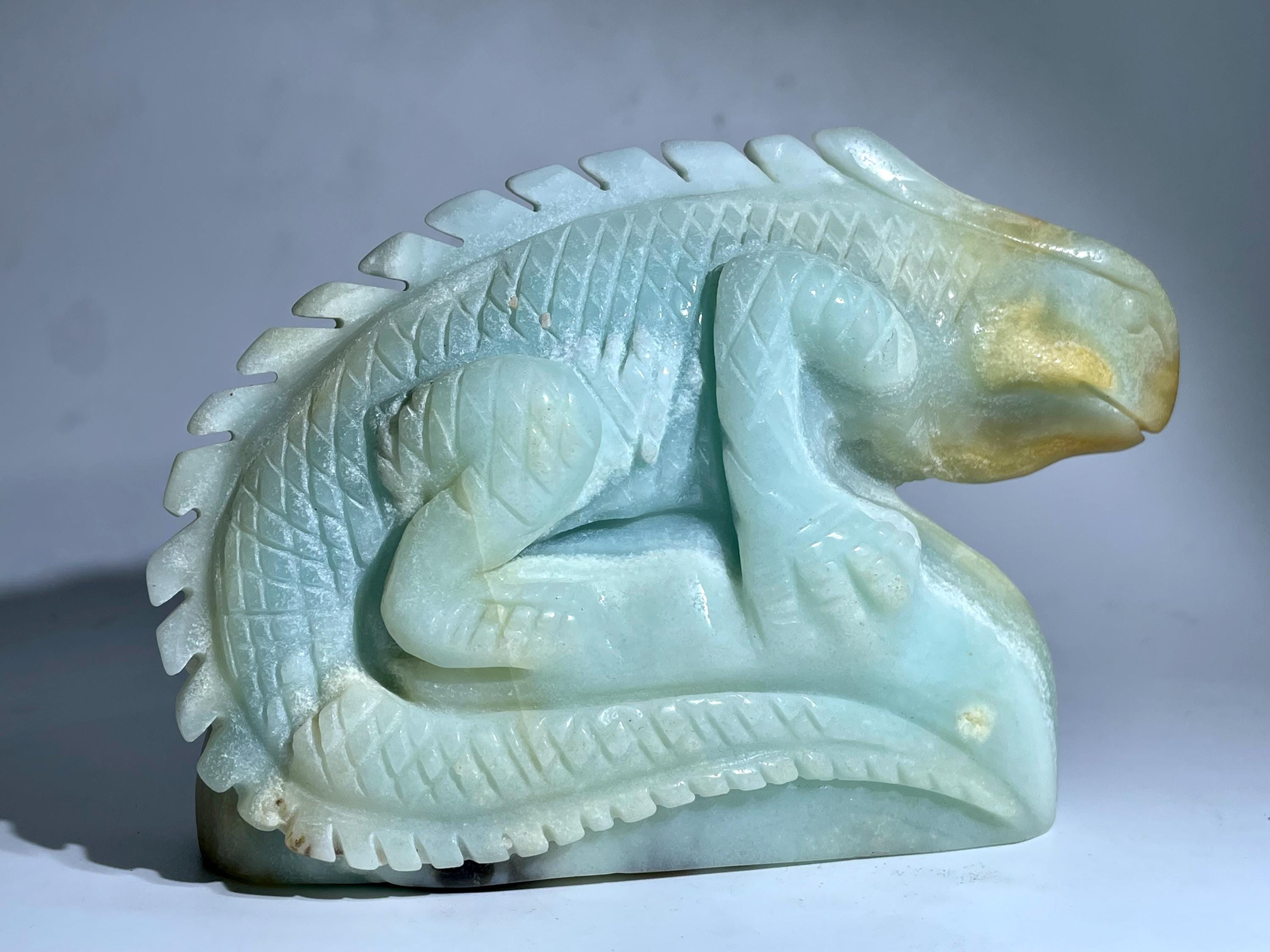 Hand Carved Amazonite Lizard Skull: Crystal Home Decor - Etsy