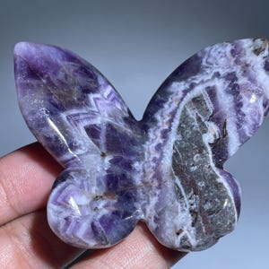 Amethyst Butterfly Skull Carving: Crystal Healing Gift, 2.3&quot;