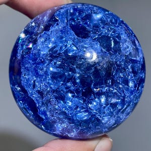 1.9&#39;&#39; Blue Ball Aura Crackle glass Sphere,crystal Magical ball,Explode glass ball, Aura Crystal Glass Ball,crystal ball ,crystal gift/pc