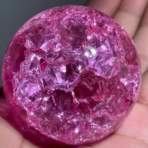 1.9&#39;&#39; Pink Ball Aura Crackle glass Sphere,crystal Magical ball,Explode glass ball, Aura Crystal Glass Ball,crystal ball ,crystal gift/pc