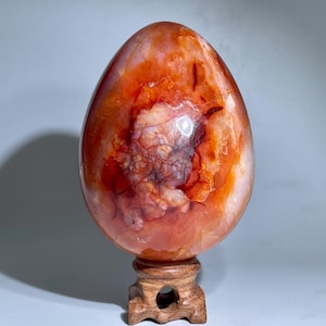 Natural carnelian egg,Handmade egg,Quartz crystal egg,Crystal Gifts,Crystal specimen,Home Decoration,Crystal Healing +stand Random 1pc