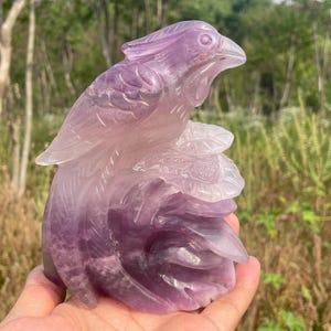 Fluorit Adlerschädel: Hand geschnitzter Quarzkristallvogel, Wohnkultur