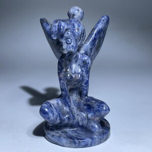 2.5"Natural sodalite quartz crystal angel skull,Crystal elf skull,Hand made skull,Crystal gifts,crystal healing crystal gifts 1x