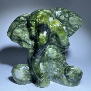 3 &quot;Natürliche grüne Jade Elefant Quarz Kristall Schädel, Kristall Elefant, handgemachte Schädel, Kristall Geschenke, Kristallheilung Kristallgeschenke 1x
