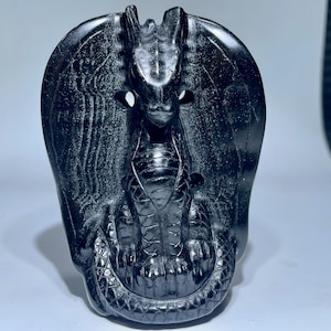 4" obsidienne naturelle Fly, crâne de cristal de quartz, dragon en cristal, crâne fait main, cadeaux en cristal, cadeaux en cristal de guérison 1x
