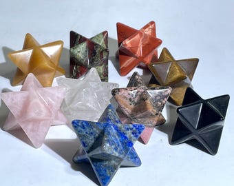 1,5" Cristal de quartzo natural Merkaba Star, Caveira de cristal de quartzo, Estrela de geometria sagrada, Decoração para casa, Espécime mineral, Cura, Presentes de cristal 1 peça