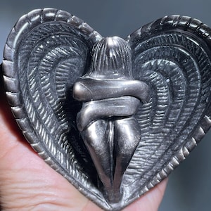 Handmade Silver Obsidian Angel: Crystal Healing Gift (4.1&quot;)