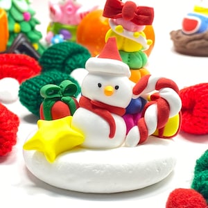 Handmade Clay Christmas Snowman Figurine: Holiday Decor