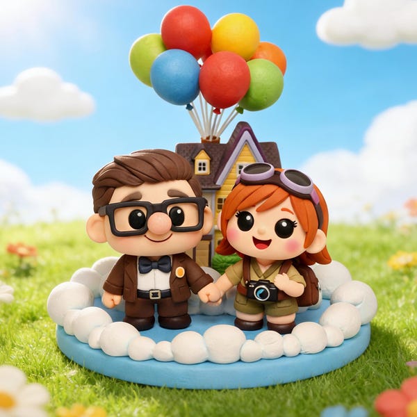 Up Movie Carl & Ellie Figurine – Balloon House Anniversary Gift