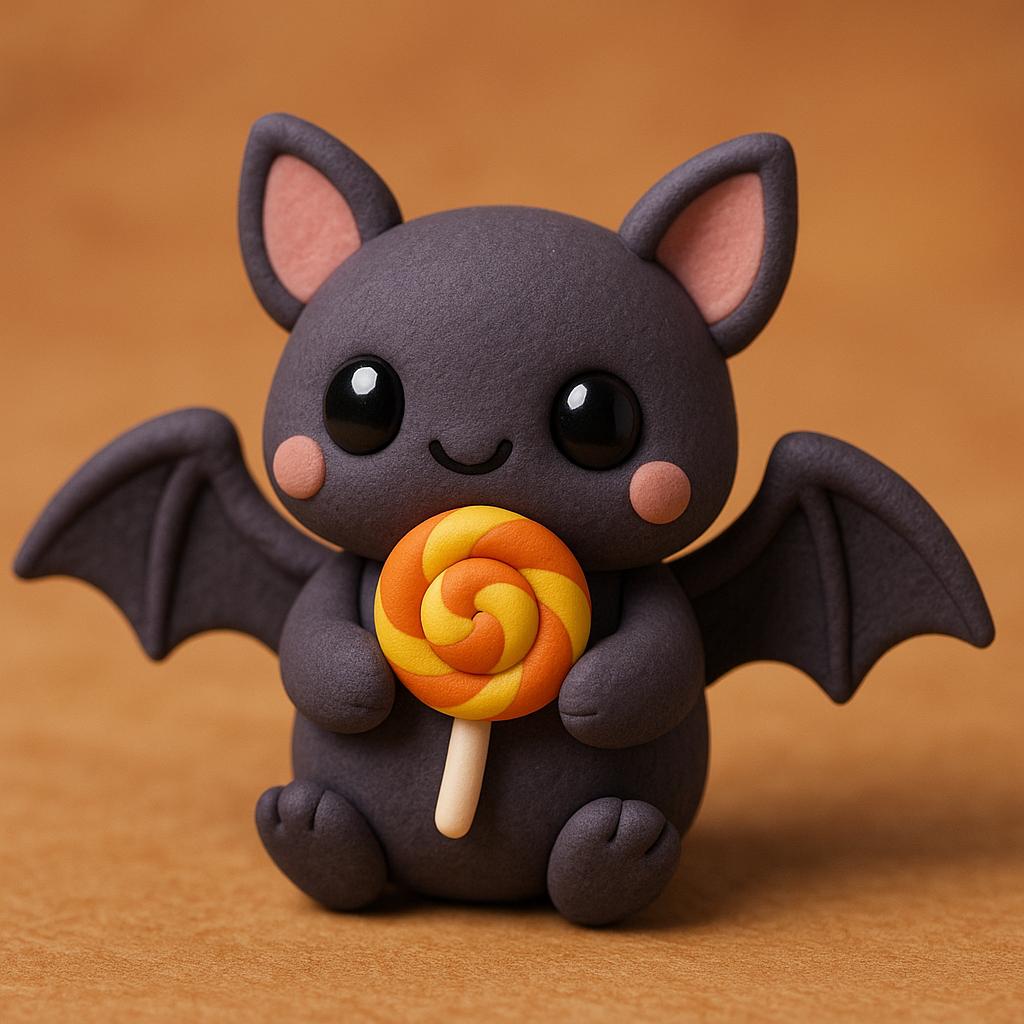 Handmade Kawaii Bat Figurine: Polymer Clay Halloween Decor - Etsy