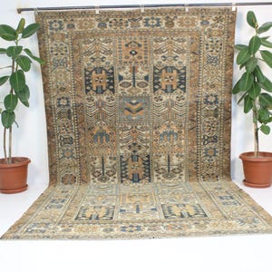 6x10 Persian Area Rug,Brown Area Rug,Handmade,Vintage,Neutral Wool,Heriz Area Rug,Home Decor,Bohemian Decor,Oriental,Traditional,6.2x10.2 Ft