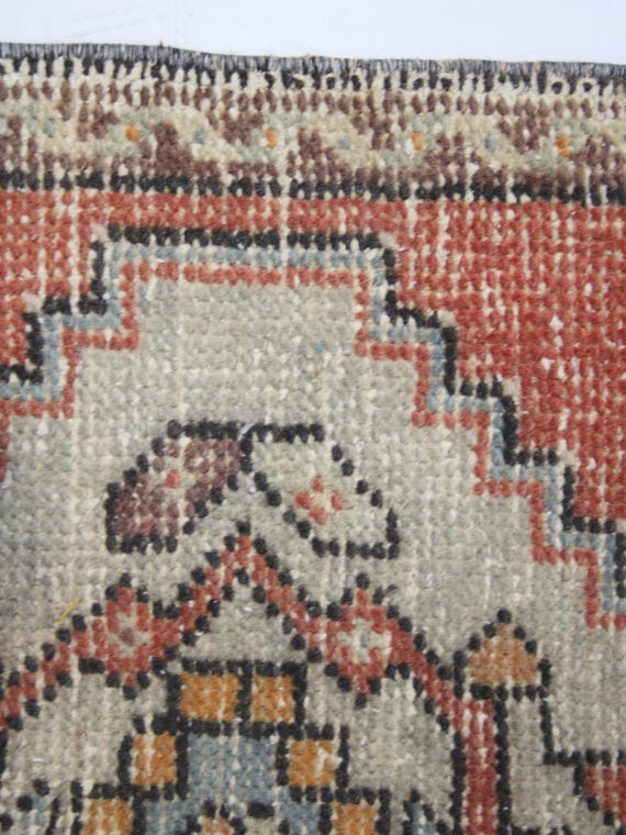 2x3 Vintage Red Rug, Door Mat, Handmade Turkish Rug, Washable