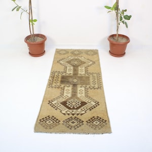 2x6 Brown Runner Rug,Handmade,Vintage,Neutral Wool Rug,Turkish Runner Rug,Home Decor,Bohemian Decor,Oriental,Oushak,Authentic,2.5x6.2 Ft Rug