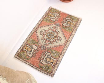 2x3 Vintage Red Rug, Door Mat, Handmade Turkish Rug, Washable
