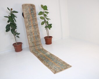 2x11 Patchwork Runner Rug,Handmade,Vintage,Neutral Wool Rug,Turkish Runner,Home Decor,Bohemian Decor,Oriental,Oushak,Traditional,Anatolian