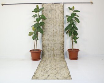 2x11 Beige Runner Rug,Handmade,Vintage,Neutral Wool Rug,Turkish Runner Rug,Home Decor,Bohemian Decor,Oriental,Oushak,Traditional,2.3x10.7 Ft