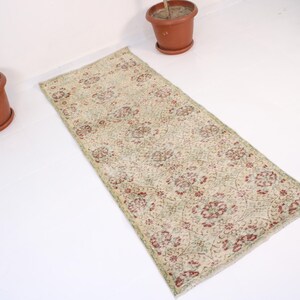 2x6 Green Runner Rug,Handmade,Vintage,Neutral Wool Rug,Turkish Runner Rug,Home Decor,Bohemian Decor,Oriental,Oushak,Traditional,2.4x6.2 Ft