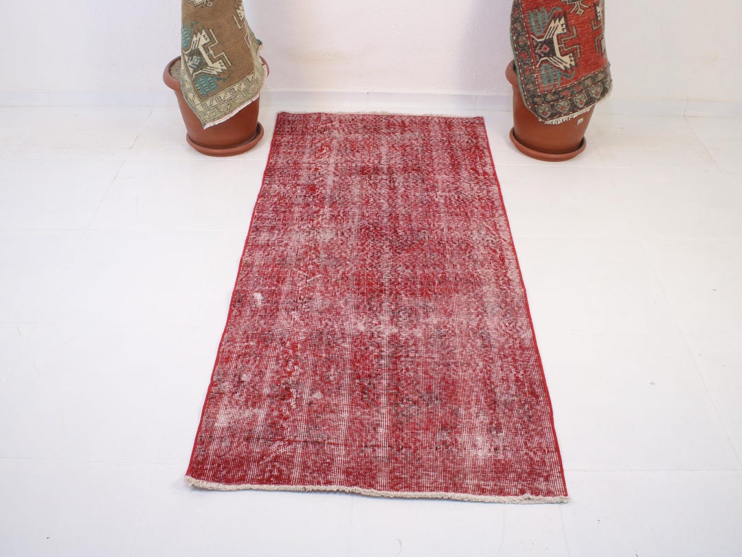 2x6 Red Kitchen Rug,handmade,vintage,neutral Wool,turkish Runner Rug,2 ...