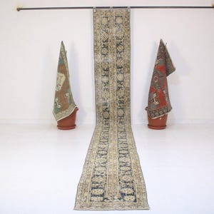 2x14 Ft Patchwork Runner Rug, Blue Beige Turkish Rug,Handmade,Vintage,Neutral Wool Rug,Home Decor,Bohemian Decor,Oriental,Oushak,1.8x13.8 Ft