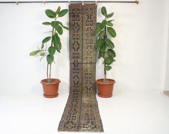 2x11 Patchwork Runner Rug,Handmade,Vintage,Neutral Wool,Turkish Runner Rug,Home Decor,Bohemian Decor,Oriental,Oushak,Traditional,1.7x10.6 Ft