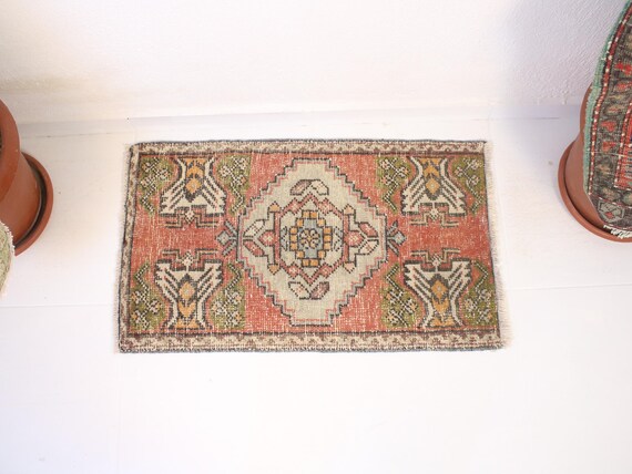 2x3 Vintage Red Rug, Door Mat, Handmade Turkish Rug, Washable