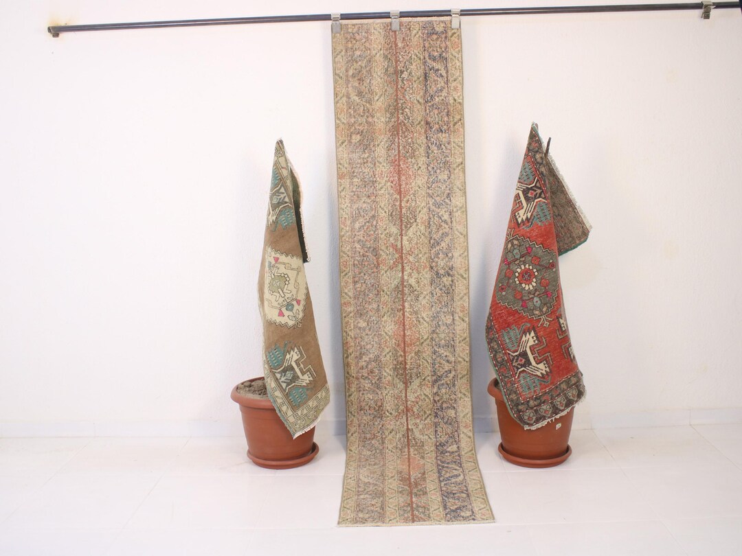 2x8 Red Blue Patchwork Runner, Handmade, Vintage Turkish Runner ...