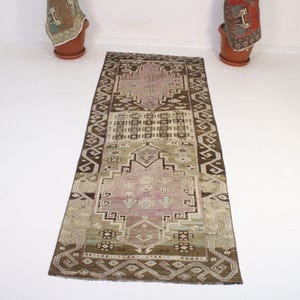 Tapete passadeira 3x8 em tons de roxo e marrom, tapete passadeira para cozinha 3x8, tapete decorativo para casa, tapete de lã com design oriental, tapete passadeira antigo, tapete 3x8 em tons suaves