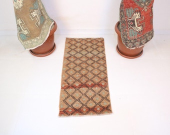 Tappeto vintage in lana arancione fatto a mano, stile boho turco per la decorazione della casa (42,7 x 97,9 m)