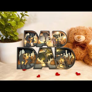 Letrero iluminado de madera personalizado para papá, decoración rústica para escritorio, arte de pared personalizado para papá, idea de regalo navideño para Navidad o Acción de Gracias