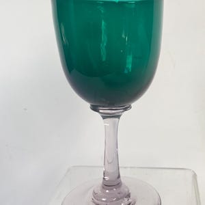 One  Victorian hand blown Bristol green wine glass of deep colour.