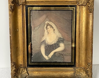 Georgian Countess of Poulett Portrait Print in Verre Eglomise Frame