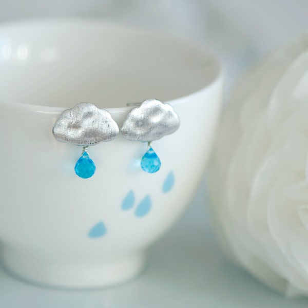 Summer rain earrings, Cloud earrings, Rain earrings, cloud stud earrings, Rain drop earrings