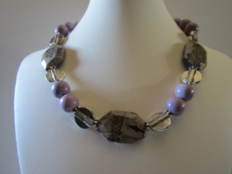Purple and Grey Necklace With Crazy Horse Beads Purple - Etsy